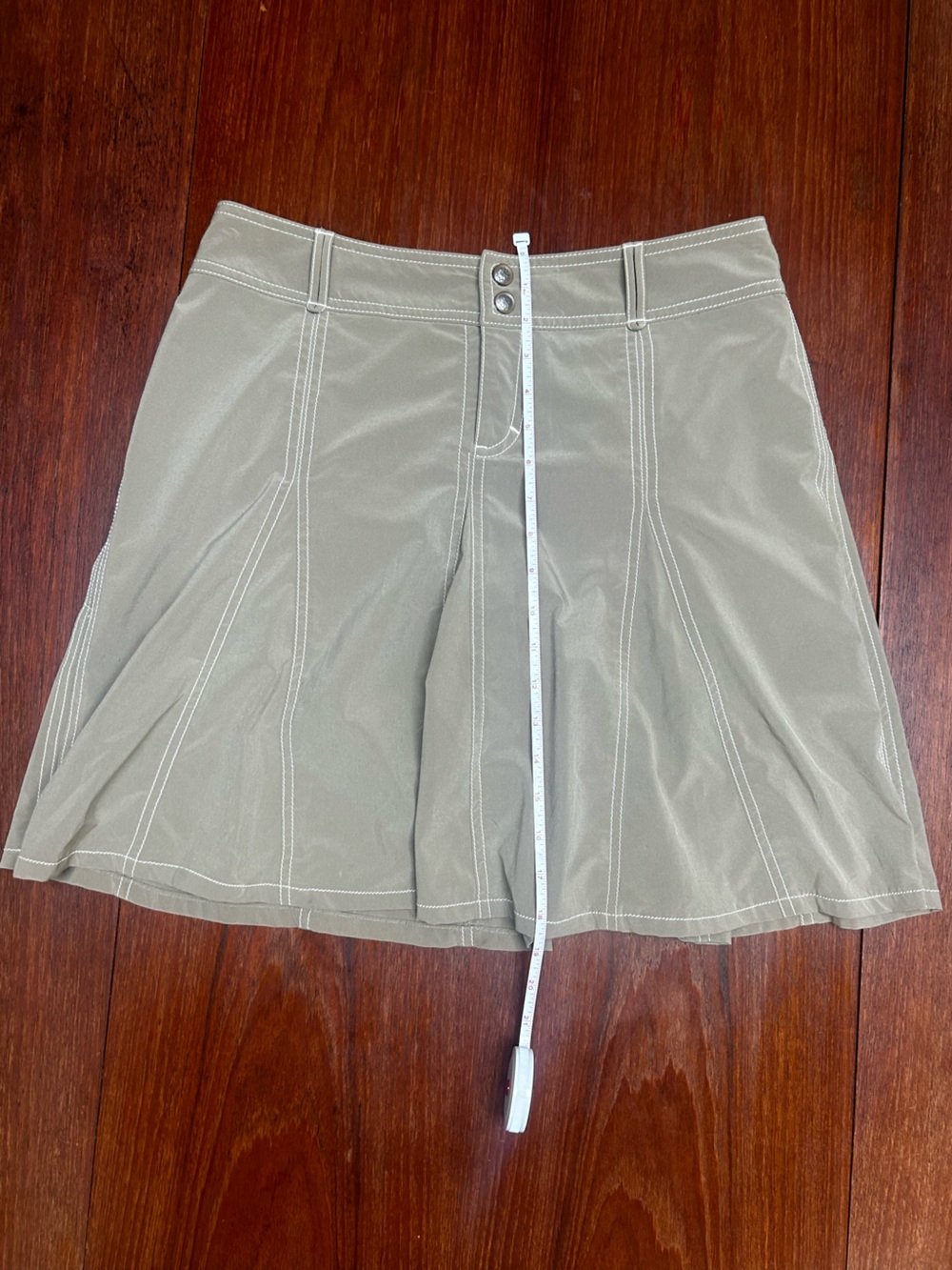Athleta Olive Green A-Line Skort with Contrast Stitching